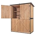 Outdoor Storage Shed with Metal Frame,Large Wooden Tool Cabinet with Adjustable Shelfs, House Garden Shed for Backyard Garden Patio Lawn