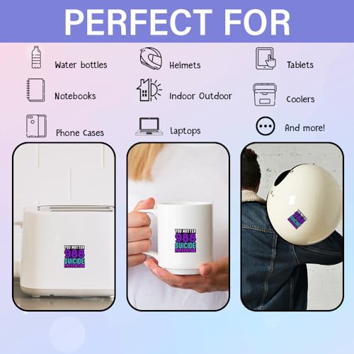 Image of SODAVA (3Pcs, 3 inchx4 inch) 988 Suicide Prevention Stickers, Support Suicide Prevention Suicide Hotline Number | Waterproof Vinyl Decal, Gifts for Hard Hat, Car, Laptop, Helmet, Notebook, Cooler