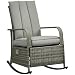 Outsunny Wicker Outdoor Rocking Chair, Patio Recliner with Cushions Gray
