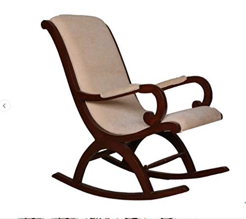 Image of CRAFTCITY | Solid Wood Rocking Chair for Deck, Reading, Sun Lounging, Rest, Bedside, Leisure, Pregnant Women - Backrest Recliner for Bedroom and Living Room