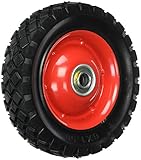 Shepherd Hardware 9591 6-Inch Semi-Pneumatic Rubber Tire, Steel Hub with Ball Bearings, Diamond Tread, 1/2-Inch Bore Centered Axle