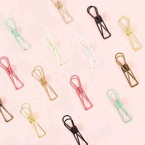 Image of Craftelier - Set of 6 Metal Clamps with 3 Different Sizes and 3 Different Designs | Holds for Scrapbooking and Craft Materials | Dimensions Approx. 1 x 5.5 cm, 3 x 4 cm, 3 x 3 cm - Gold Colour