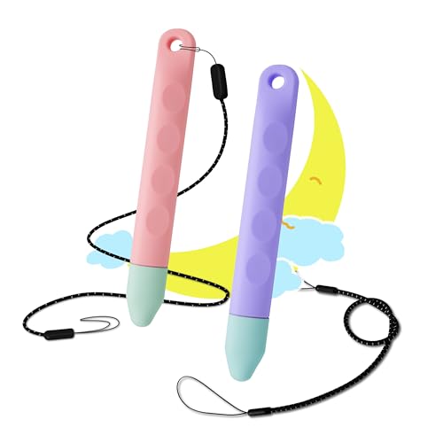 Kid-Friendly Tablet Stylus with Tether 2 Pack of Pink and Purple Kids Stylus Pen for iPad Fire Tablet All AMZ Fire Kids and Kids Pro Sufface Tablets Samsung Tablets and All Touch Screen Devices