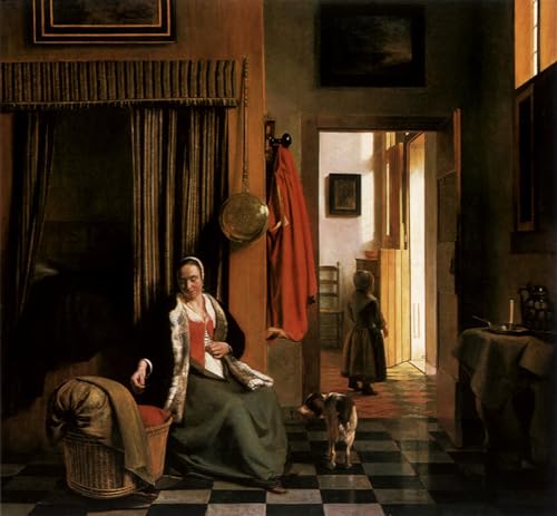 Lienzo Arte Pintura la Madre de Pieter De Hooch Cuadro Decorativo Oficina 60x90cm