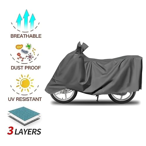 Image of Sulfar Universal Bike Cover UV Protection & Dustproof Bike Body Cover for Two Wheeler Bike Scooter Scooty Activa (Grey)