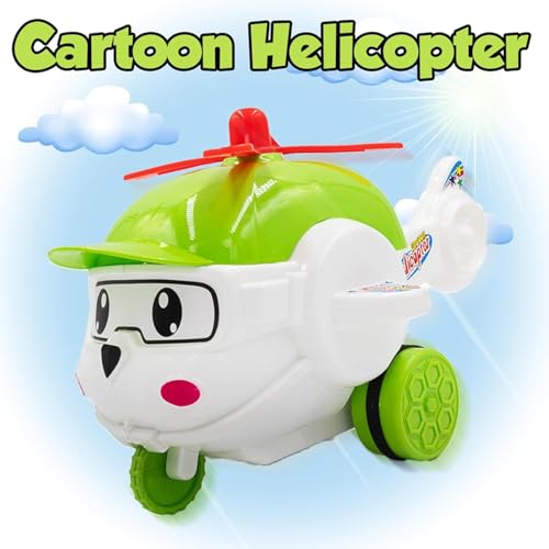 Image of ToyBharat This Multicolour Cartoon Helicopter Toy Features Friction Power for exciting Motion Play. for Kids, it Sparks Imagination, enhances Motor Skills, and Offers Hours of Fun