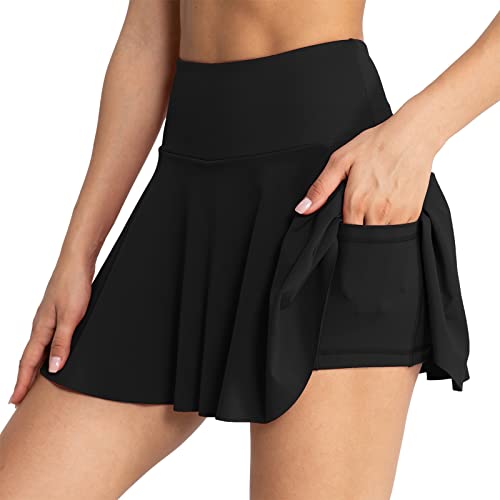 Vertvie Tennisrock Damen mit Hose Plissierte Tennis Skort High Waist...