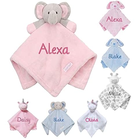 Personalised Embroidered Baby Soft Blue / Pink Elephant Comforter Boy Girl Gift Blankie (Pink Elephant) Cover