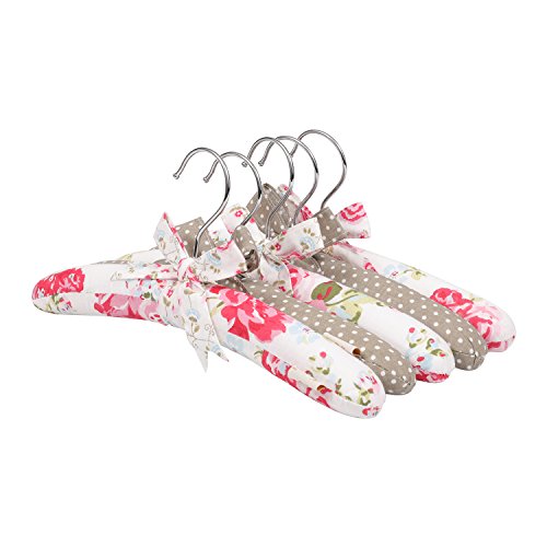 NEOVIVA Kids Coat Rack Clothes Hangers for Childrens Closet Set of 5 Childrens Clothing Hangers for Toddler Girls Floral Lollipop Red