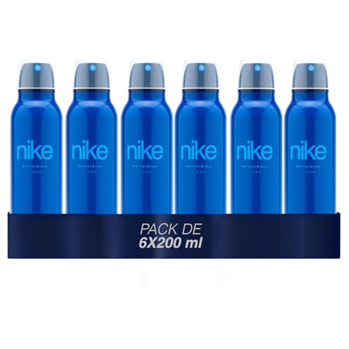 NIKE - Viral Blue Pack de 6 x 200 ml, Desodorante Hombre Spray, Desodorante Antimanchas para Todo Tipo de Piel, 0% Sales de Aluminio, de Larga Duración, Fragancia Cítrica