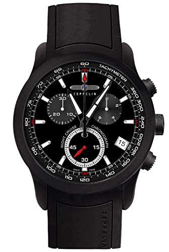 Montre Femme Zeppelin 7290-2 Quartz Chronograph montre analogique bracelet silicone noir