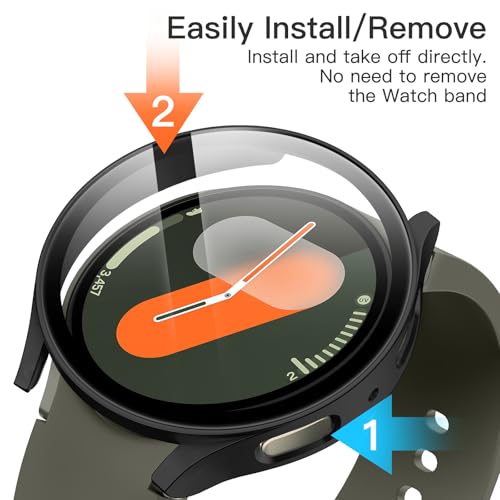 Image of JETech Cover Case with Screen Protector for Samsung Galaxy Watch 7 40mm, Overall Protective Cover, Built-in Tempered Glass Film High Sensitivity, 2 Pack (Black)