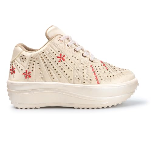 Image of Vendoz Women Wedding Party Golden Sneakers