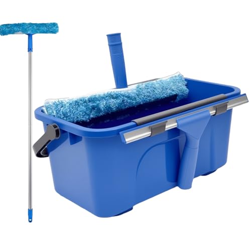 APEXMULI Window Cleaning Kit with 3 Gallon Bucket 14 Window Squeegee and Scrubber with Long Handle Professional Window Washing Equipment Cleaner Tool Streak-Free for Home RV Commercial Use
