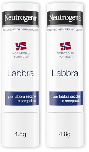 Neutrogena Norwegische Formel Lippenpflege, pflegender Lippenpflegestift für rissige und trockene Lippen (1 x 4,8 g) (Packung mit 2)