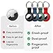 Linsaner [4 Pack] Compatible with AirTag Holder Case Keychain Anti-Scratch for Apple for Air Tags Key Ring Chain for GPS Item, Dog, Bags, Luggages, Black/Dark Blue/Dark Green/Red