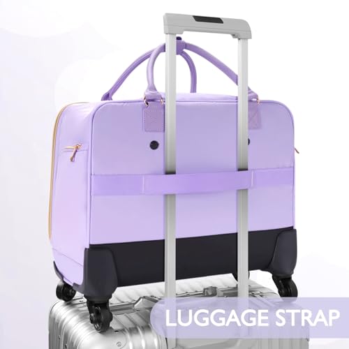Image of Arcoyard Rolling Teacher Bag, Briefcase for Women with 4 Spinner Wheels, Roller Laptop Bag for Work with Leather Handle, Womens Travel Carry On, TSA Friendly Design, Purple