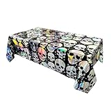 custoki Halloween Plastic Tablecloth – Iridescent Skull Pattern Party Table Cover, Small