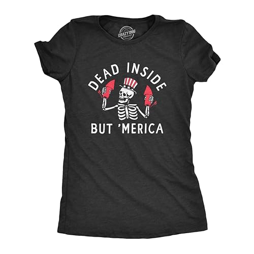 Womens Dead Inside But Merica T Shirt Funny Depressed Fourth of July Party Tee BlackXXX-Large