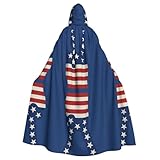 FHIZOAL Cape à capuche motif drapeau des États-Unis pour Halloween, Noël, sorcière, vampires, faucheuse, costumade, fête