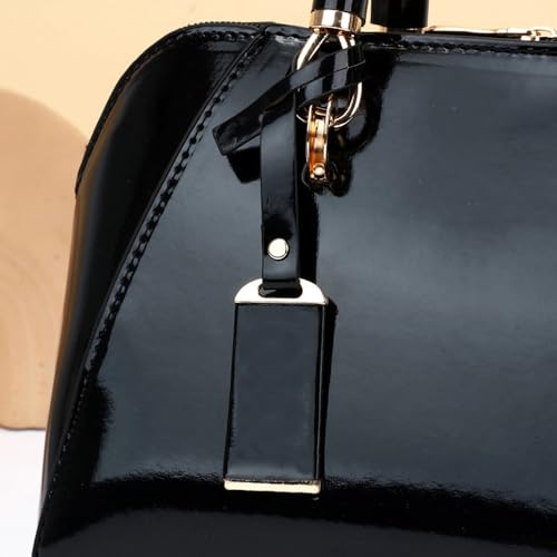Patent Vegan Leather Top-handle Purse Shiny Handbags Crossbody Satchel Purse Elegant Shoulder Bag4