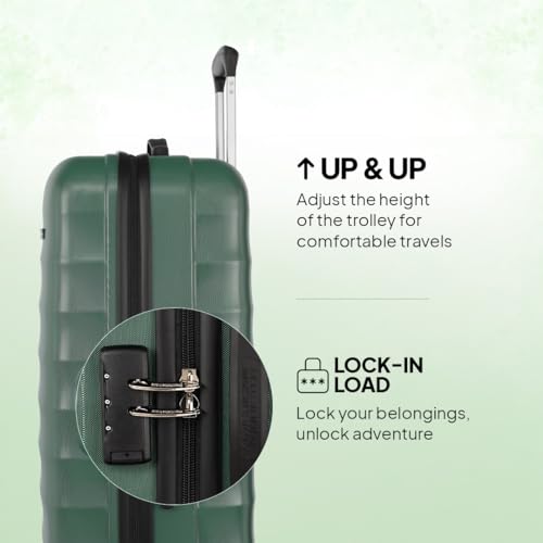 Image of American Tourister Polycarbonate Barcelona 79 Cms Large Spinner 4 Wheels Hardside Check-in Suitcase with Smooth Sliding Wheels & Pack Smart Interiors - Forest Green, H-55 Cm