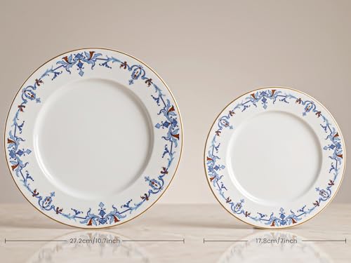Image of Bodhi House Premium Porcelain Dinner Set 18 Pieces Serving for 6 | Royal Crest Design | Microwave & Dishwasher Safe | Crockery Set | Dinnerware Set for Home, Dining, Kitchen & Gifting