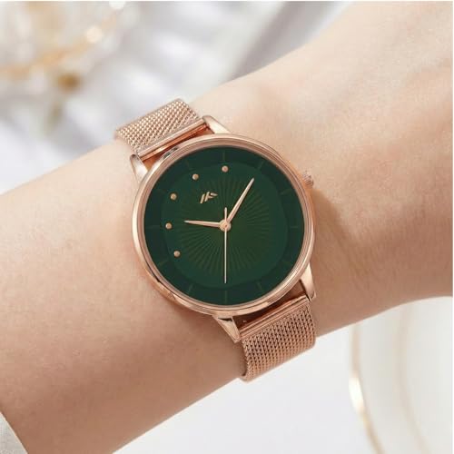 Image of WISEWALKER Women's Analog Wrist Watch for Ladies and Girls | Stylish & Trendy | Rose Gold Stainless Steel Premium Strap | Perfect for Casual, Party & Formal Wear