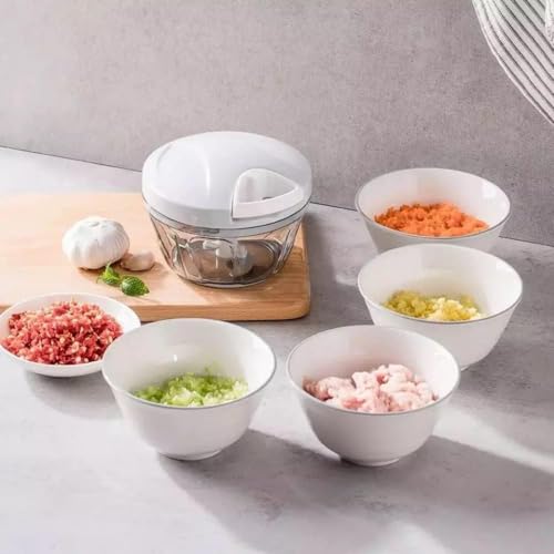 Processador de Alimentos Manual 3 Lâminas 500 ml Mini Triturador Moedor Picador de Alimentos Linha P