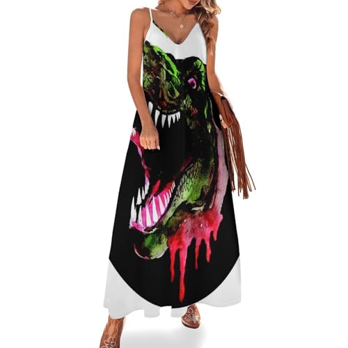 Robe longue dinosaure légère sans manches coupe maxi respirante