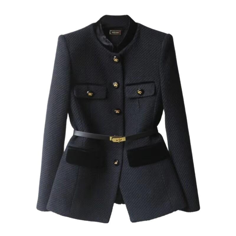 Chaqueta de traje de mujer de un solo botonadura para primavera, otoño, manga larga, informal, color negro, talla S