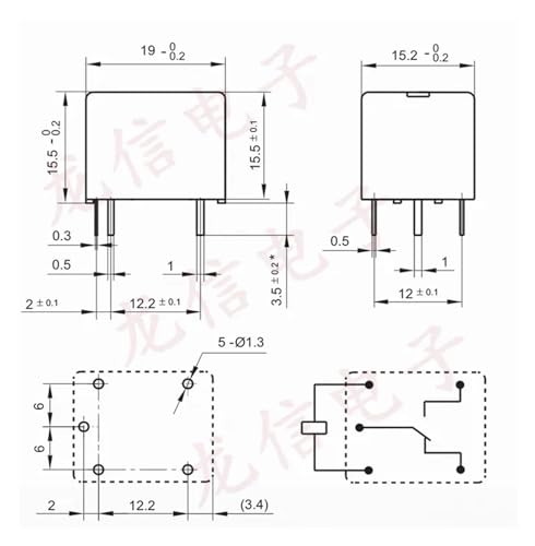 Relé electromecánico JQC-3F-C 12VDC interruptor de 5 pines 10A 2