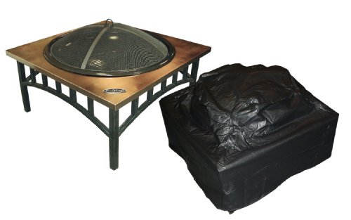 Fire Sense Outdoor Square Fire Pit Vinyl Cover | 38” x 38” | Heavy Duty 10 Gauge Felt Lined Black Vinyl | Waterproof | Weather Resistant | With Zipper and Fabric Ties | Ideal for Gas, Propane - Thumbnail 2