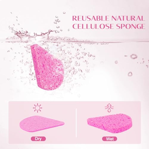 120-Count Compressed Facial Sponges, Face Sponges for Cleansing, 100% Natural Cellulose Cosmetic Spa Scrub for Makeup Removal, Exfoliating Mask, Skin Massage - Pink - Image 3