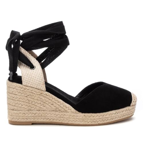 XTI - Sandalias con Cuña Mujer Negro - Calzado Cómodo y Versátil - Moda casual - Modelo 13035402 (Talla 40)