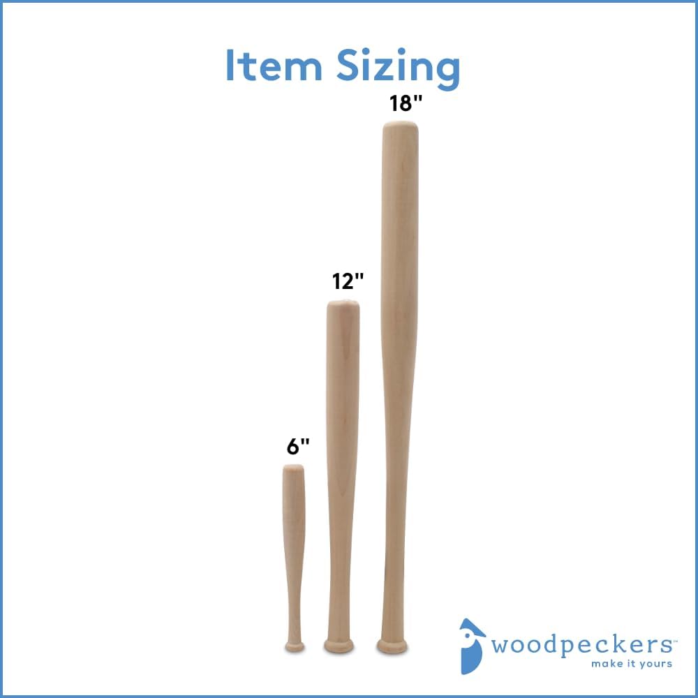 Half Wood Bat MINI, Unfinished Split Wooden Baseball Bats to Personalize for Craft Signs, Souvenirs & Gifts, by Woodpeckers