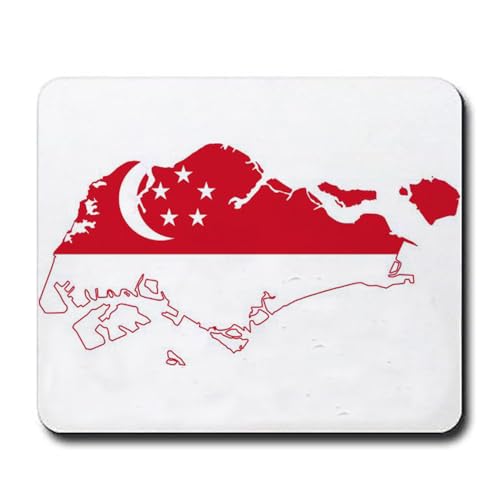 Tapis de souris motif drapeau de Singapour - 240 x 200 x 4 mm - Cadeau de bureau - Décoration du Mali - Couleur : Singapour