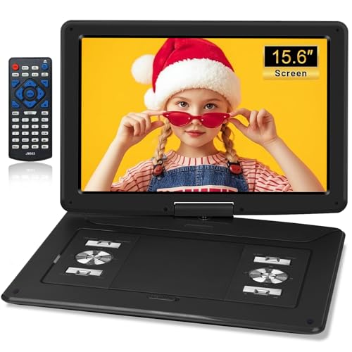 Lecteur DVD portable écran rotatif 15.6 pouces haute définition et batterie 6 heures
