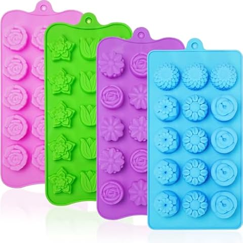 HKNMTT Chocolate Flower Molds Silicone 4 Pack Cover