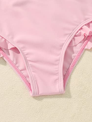 Image of Verdusa Toddler Girl's 3 Piece Swimsuit Floral Print Ruffle Trim Bikini Swimsuit with Kimono Cover Up Multicolor 6Y