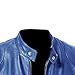 Men Faux Leather Zip Up Jacket Stand Collar Leather Motorcycle Jacket Lightweight Bomber Outwear PU Coat (L,Blue)