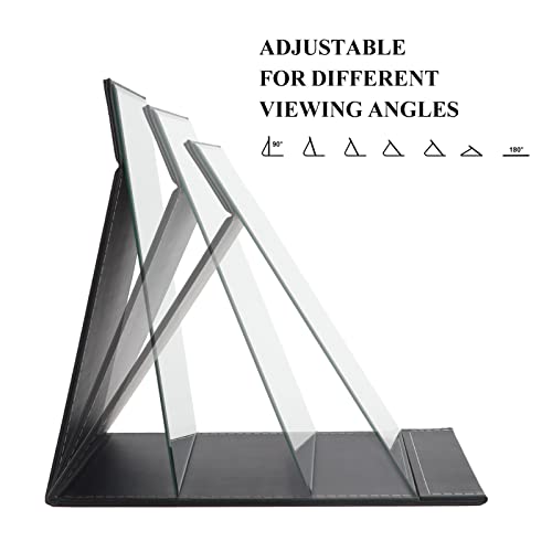 Zbeivan 12X9 Inches Extra Large Portable Folding Makeup Mirror, Frameless Pu Leather Vanity Mirror With Stand For Desk Table Camping Travel Personal, Black #TOP4