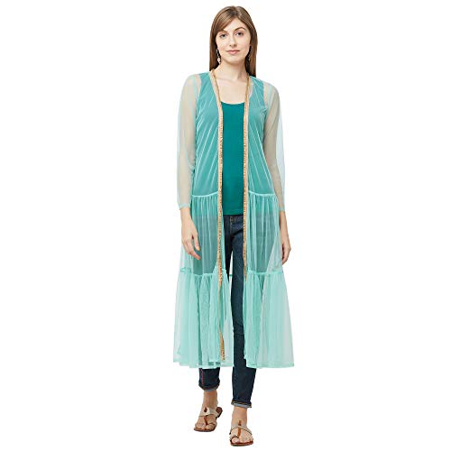 Image of FUSION BEATS Shrugs for Women, Open Neck Printed Shrugs Cardigan, Long Shrugs for Women, Sleeveless Sweater for Women, Overcoat for Women Summer Wear, Bohemian Shrugs for Women, Beach Wear