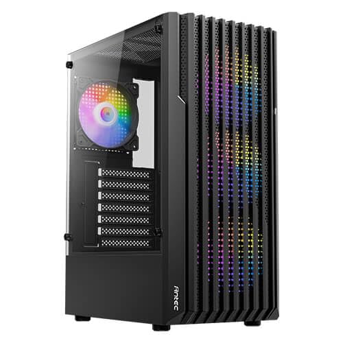 Image of Antec AX22 Elite Mid-Tower Case - Black | Supports ATX, M-ATX, ITX | 3 x 120mm Fixed RGB Fans & 1 x 120mm RGB Rear Fan | Tempered Glass | Support 240mm Radiator | Max GPU Length 295mm