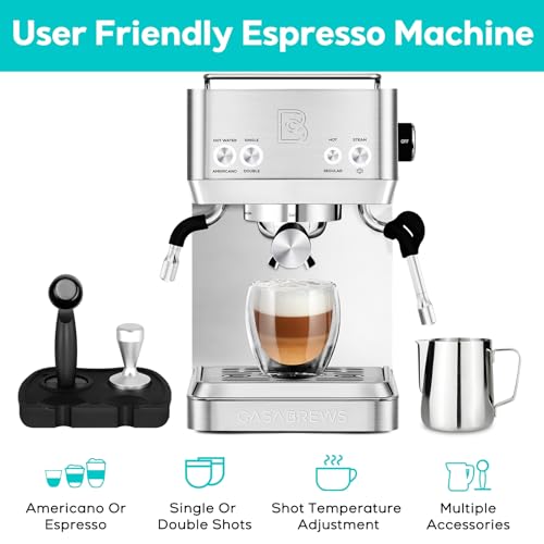 CASABREWS 20 Bar Espresso Maker with Milk Frother & Adjustable Temp