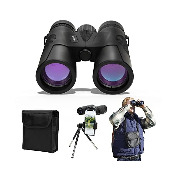 Jopassy Fernglas 12x42 HD für Erwachsene Kompakte Ferngläser wasserdicht mit Smartphone-Adapter und Teleskopstativ für…