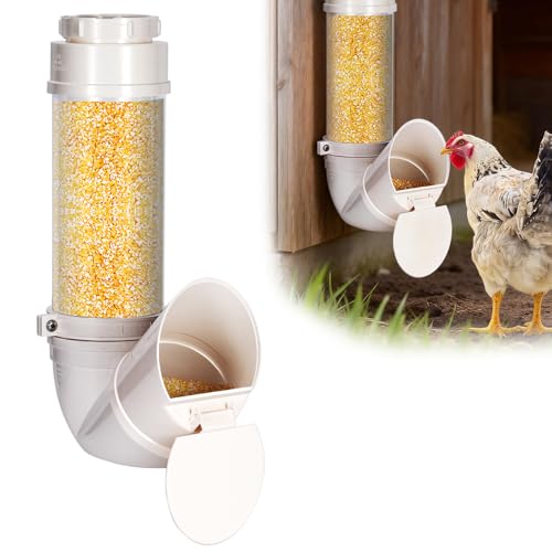 Svauoumu Mangeoire Poules,Hangable Mangeoire Poules Anti Nuisible 4L, PVC Mangeoire Poule Automatique avec sans Gaspillage, Mangeoire Automatique Poule pour Poulet,Canard,Turquie,Oie,Caille,Pigeon