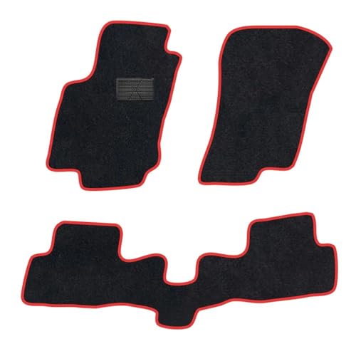 Tapis de sol voiture Q2 en daim antidérapant avec bordure rouge pour une protection totale