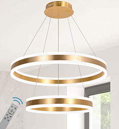 New Product AKEELIGHTING Gold Chandeliers Lighting Modern LED Chandelier Dimmable 2 Ring Dining Room Bedroom Foyer Entryway Ceiling Hanging Pendant Light Fixture Cool White Super Brands AKEELIGHTING Gold Chandeliers Lighting Modern LED Chandelier Dimmable 2 Ring Dining Room Bedroom Foyer Entryway Ceiling Hanging Pendant Light Fixture Cool White