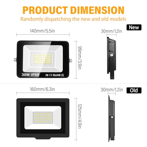 RIGIDON 30W LED Flood Light Outdoor 3000LM Super Bright Outdoor Lights 6000K Daylight White IP66 Waterproof Security Lights for Garden Garage - Image 2